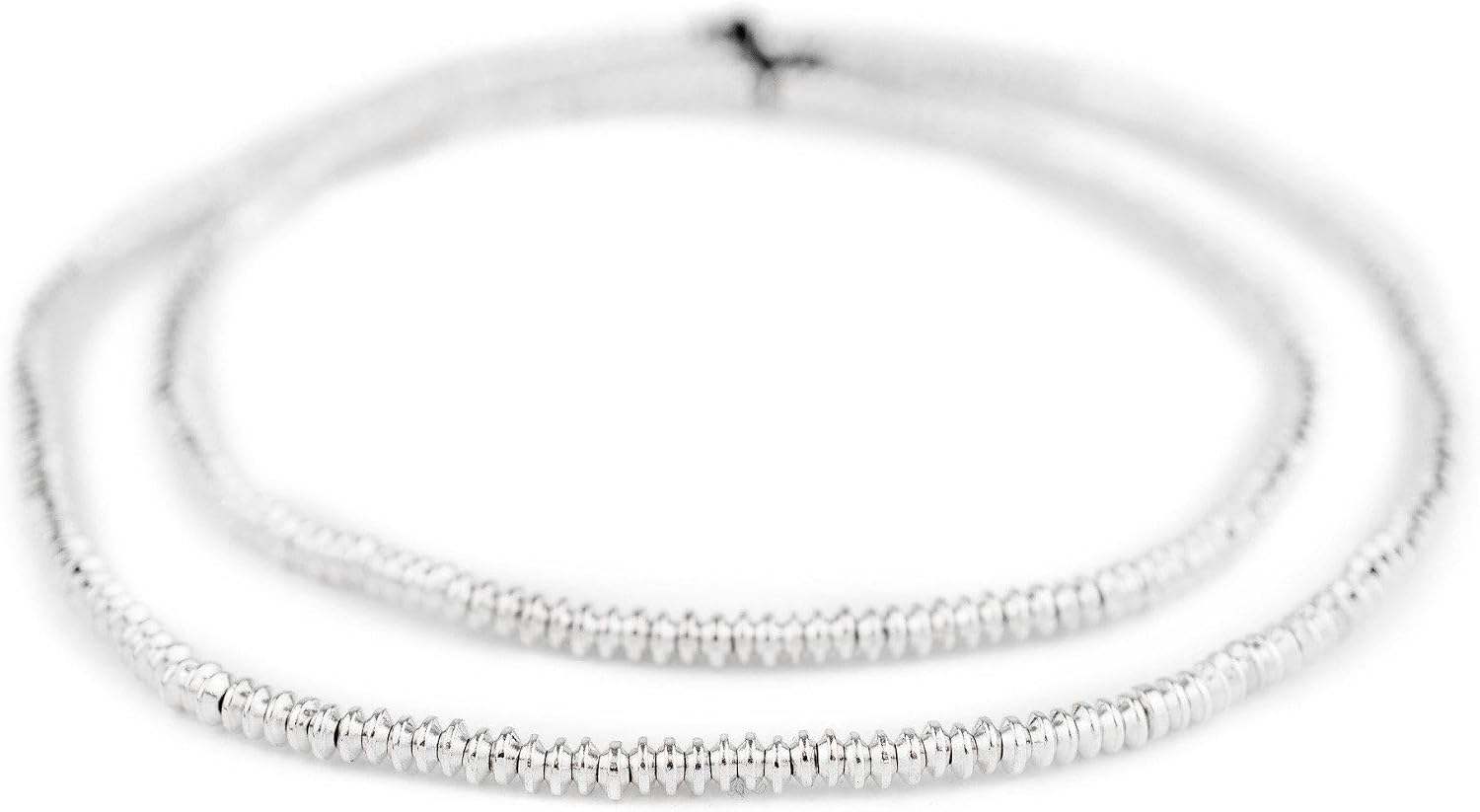 The Bead Chest Shiny Silver Saucer Beads 4mm White Metal 24 Inch Strand