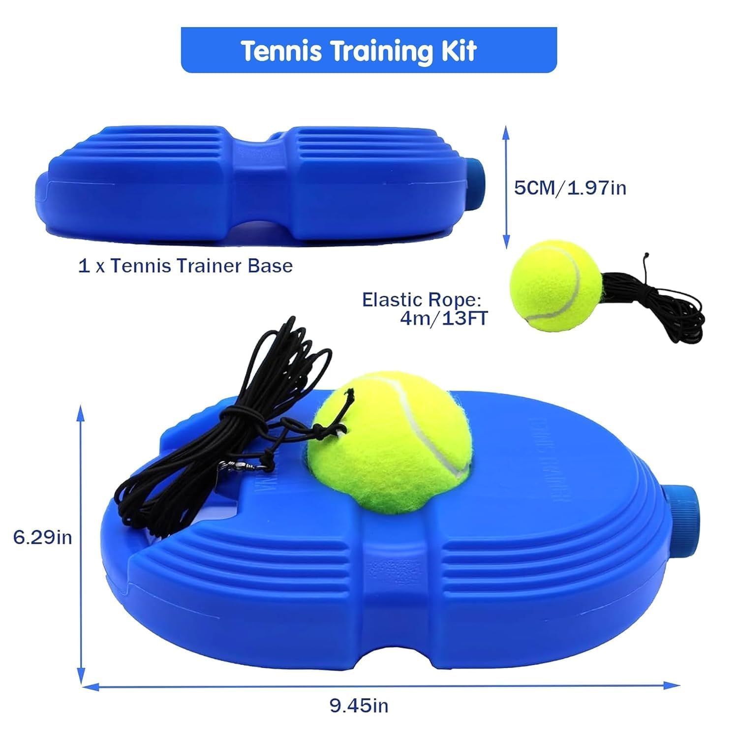 Cricket Trainer Rebound Ball, Tennis Ball with Rope, Tennis Self Training Tool for Adults and Kids, Solo Trainer Kit 1