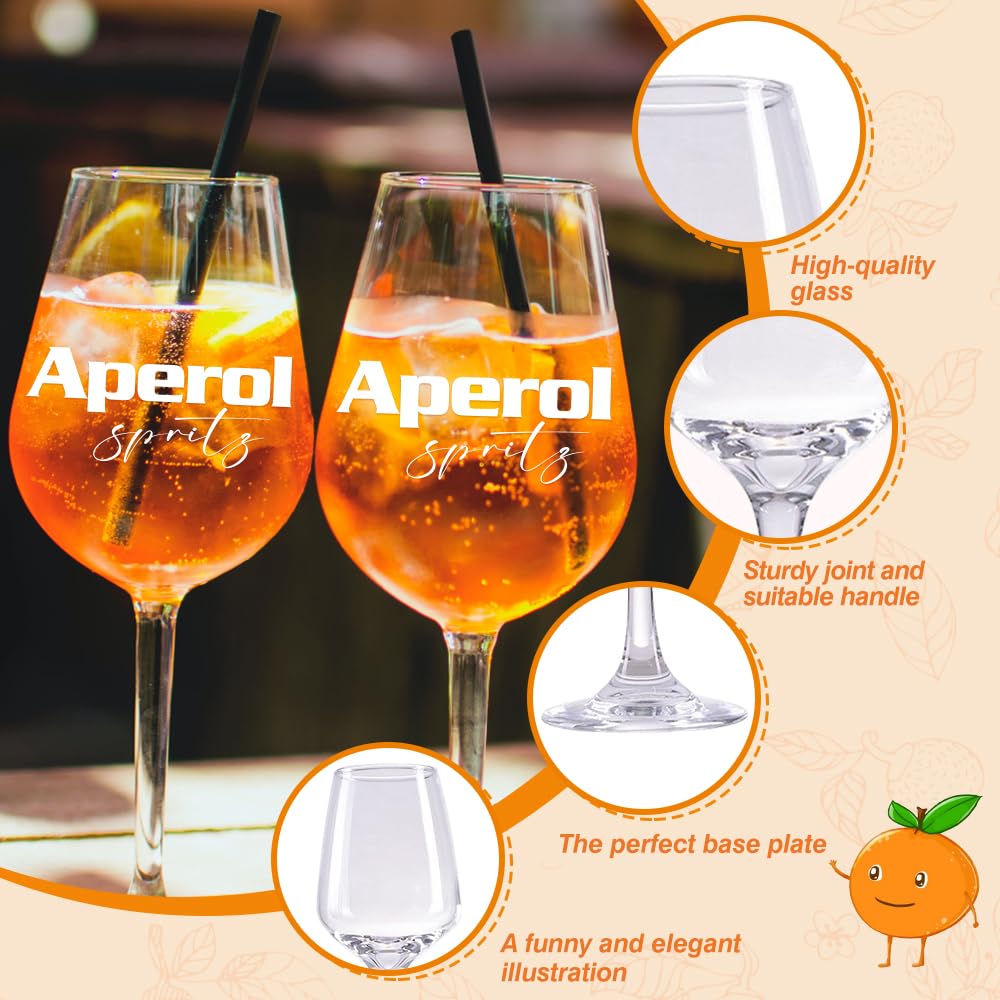Aperol Aperol Spritz szklanka, zestaw prezentowy z 1 szklanką do koktajli i 1 sławką, prezent dla mężczyzn i kobiet