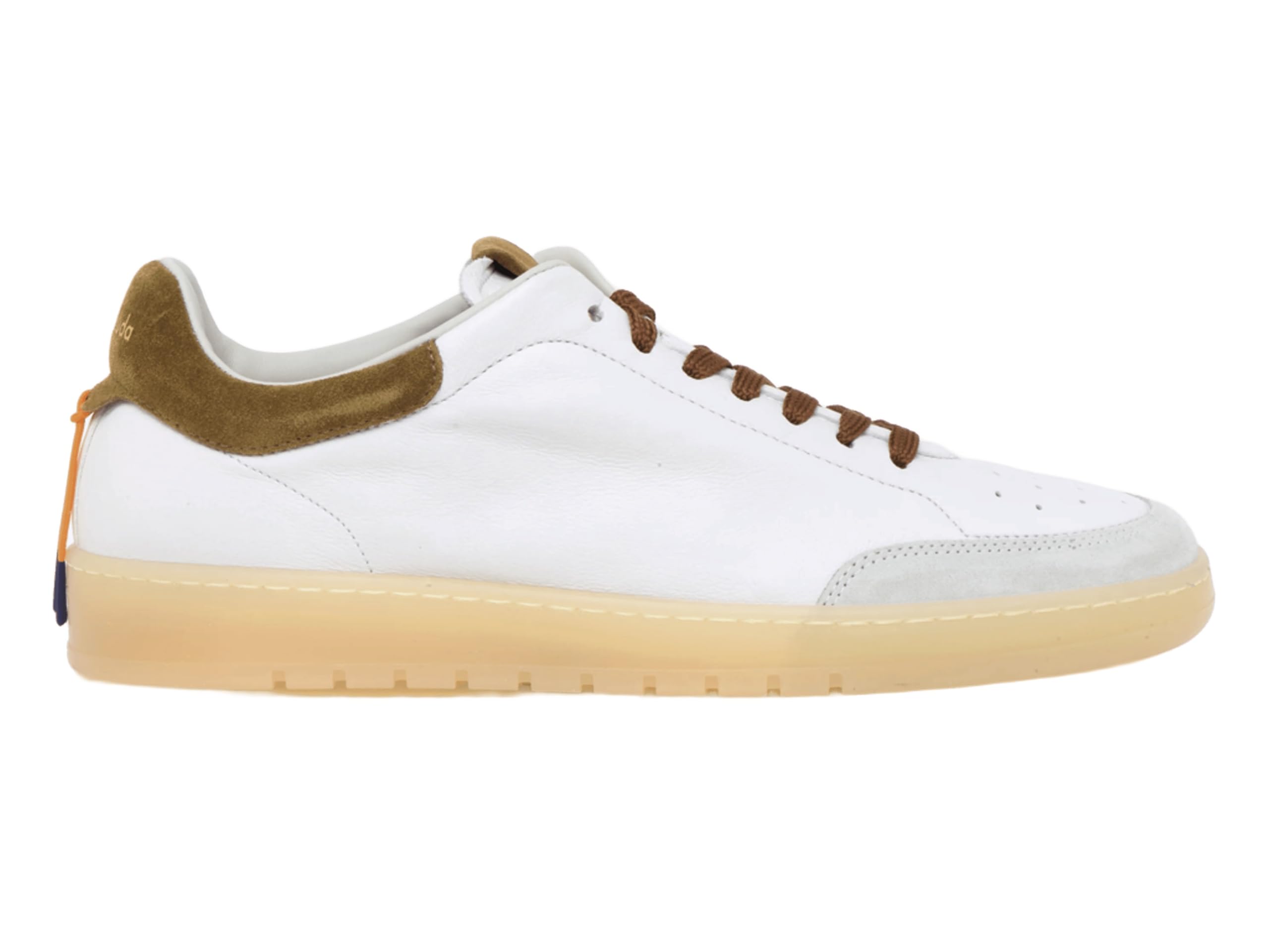 Barracuda Sneaker Elegante da Uomo Guga in Morbida Pelle Bianca e Camoscio (Marmo/Camelia)