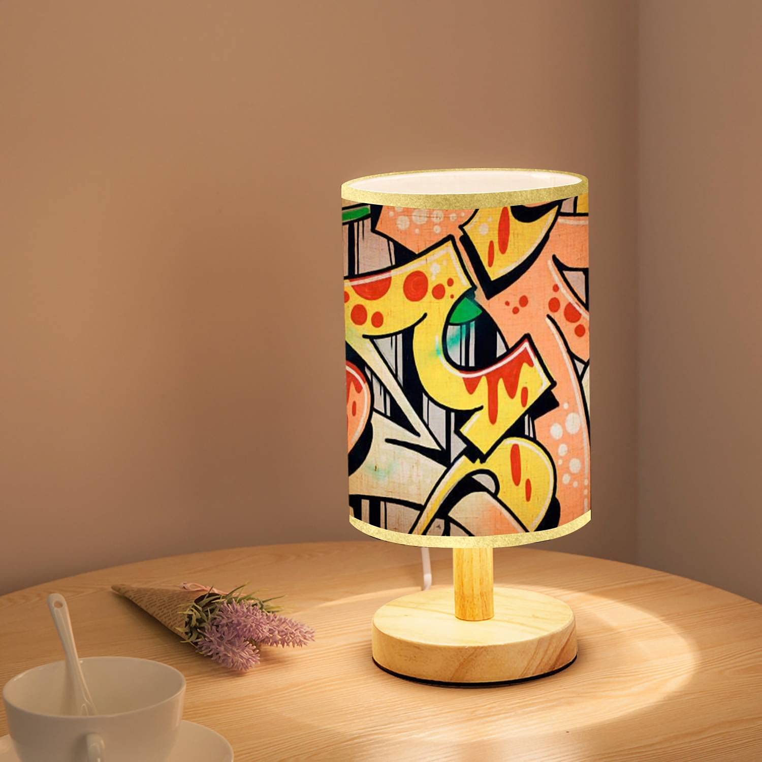 LOPYEIJFG Minimalist Bedside Table Lamp Detail of Graffiti Art or