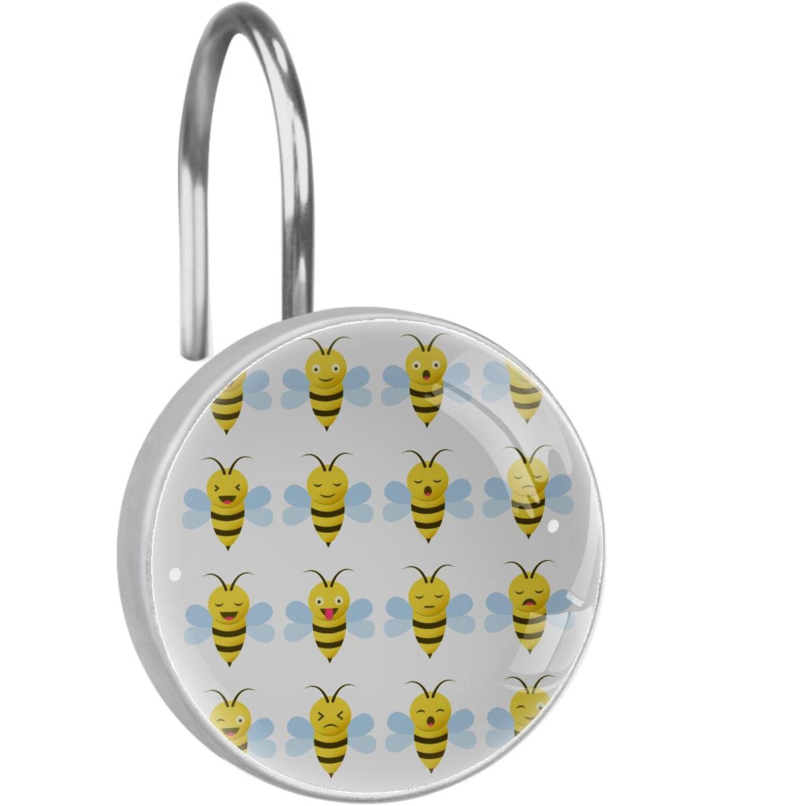 Crochets pour rideau de douche abeille jaune pour déco de bain nature