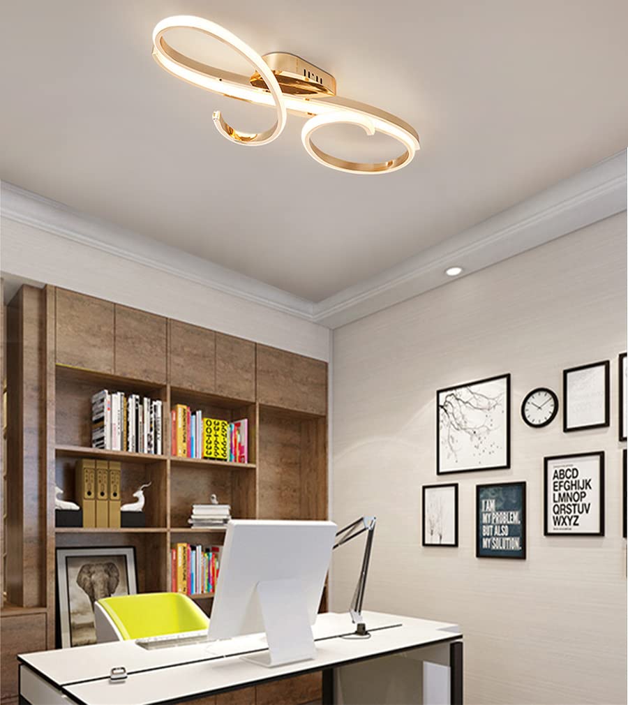 LED Ceiling Lights Living Room Modern Flush Mount Bedroom Ceiling Lamp Gold Creative Curved Design Ceiling Fixture Dimmable Remote Control Kitchen Island Dining Table Office Ceiling Lighting 48W โ image 1