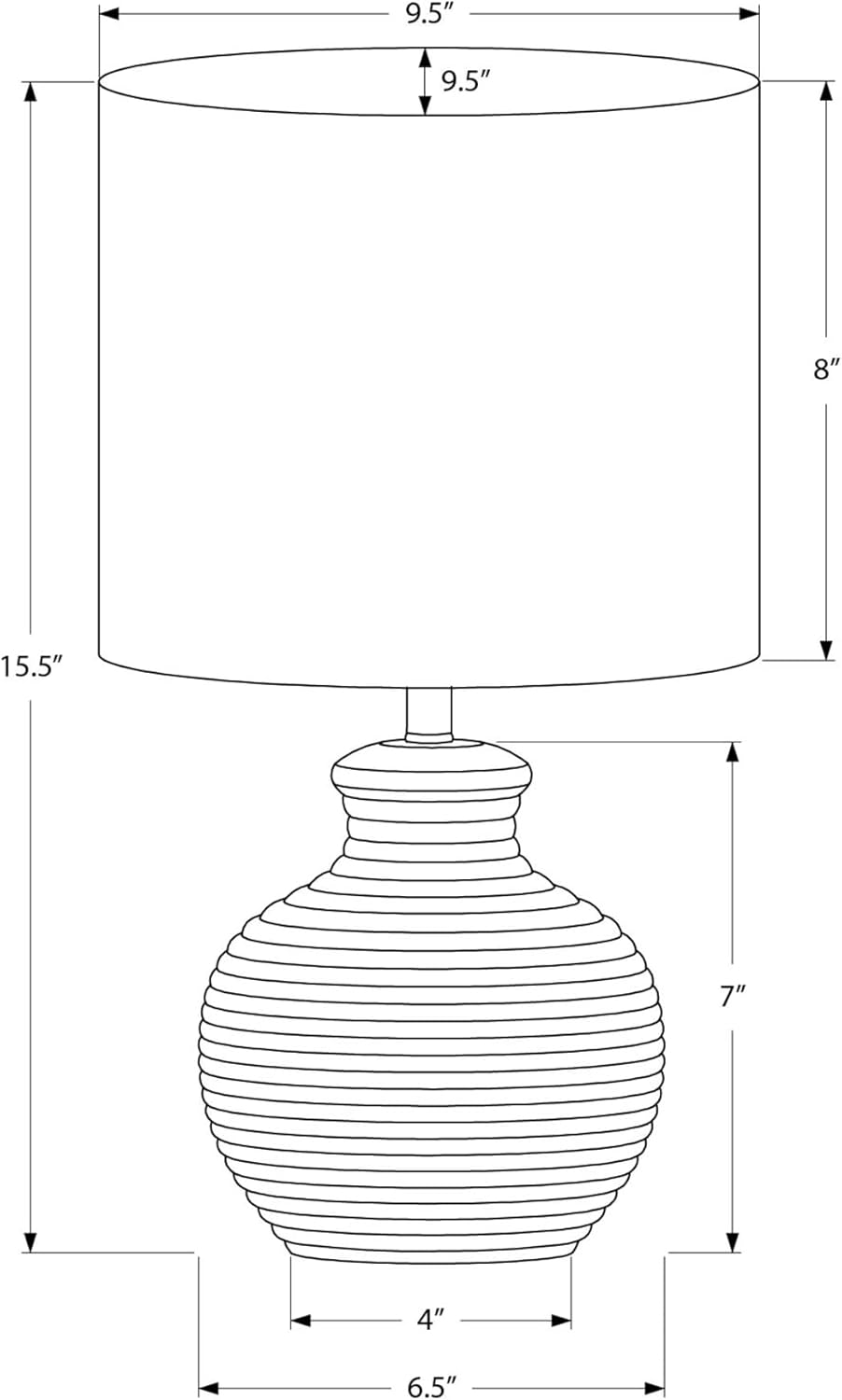 Monarch Specialties I 9777 Lighting, 16" H, Table Lamp, White Resin, Ivory/Cream Shade, Contemporary