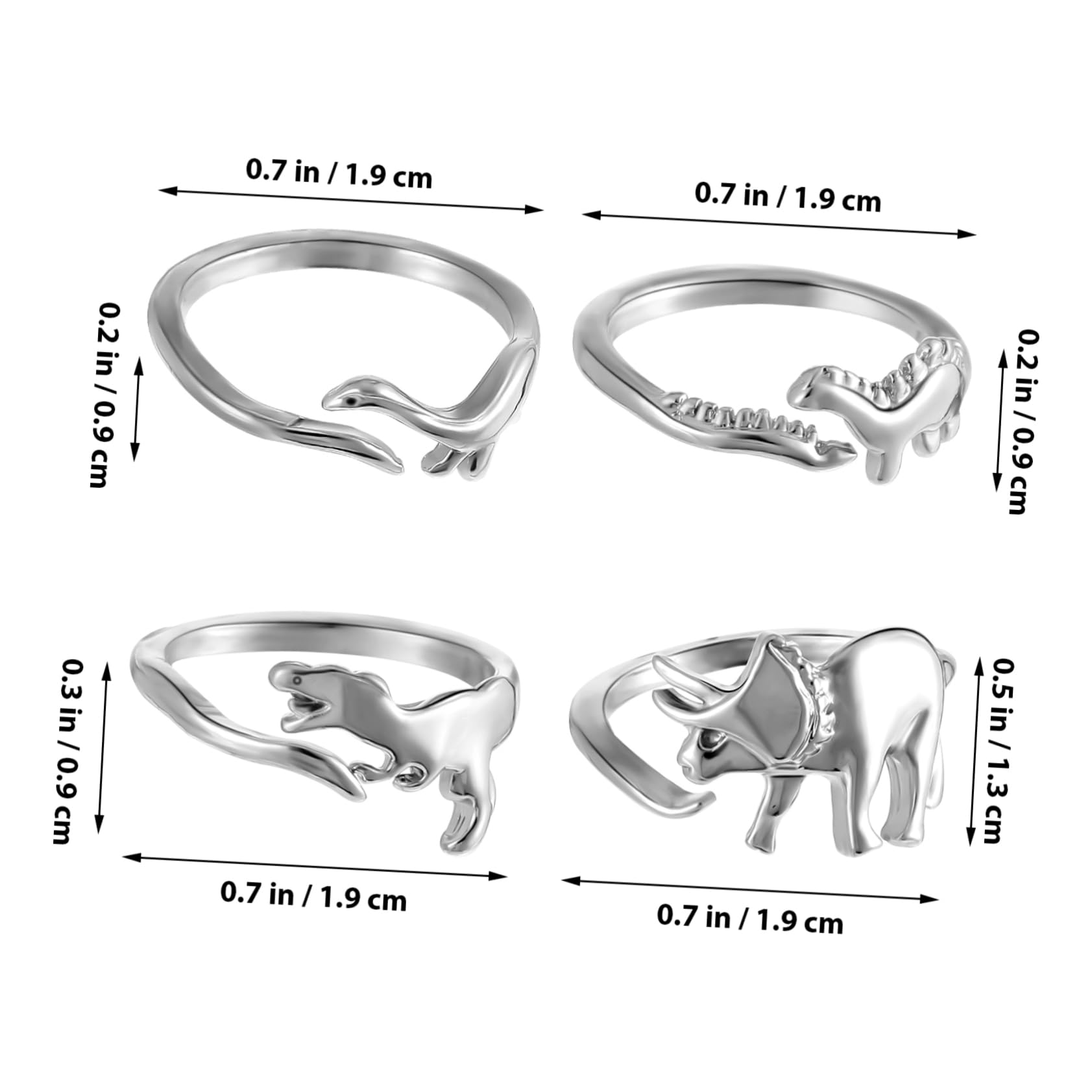 5Sets Verstellbares Dinosaurier Ring Set Cooler Zappel für Jungen Mädchen Teenager Männer Frauen 4pcs*5 Schmuck