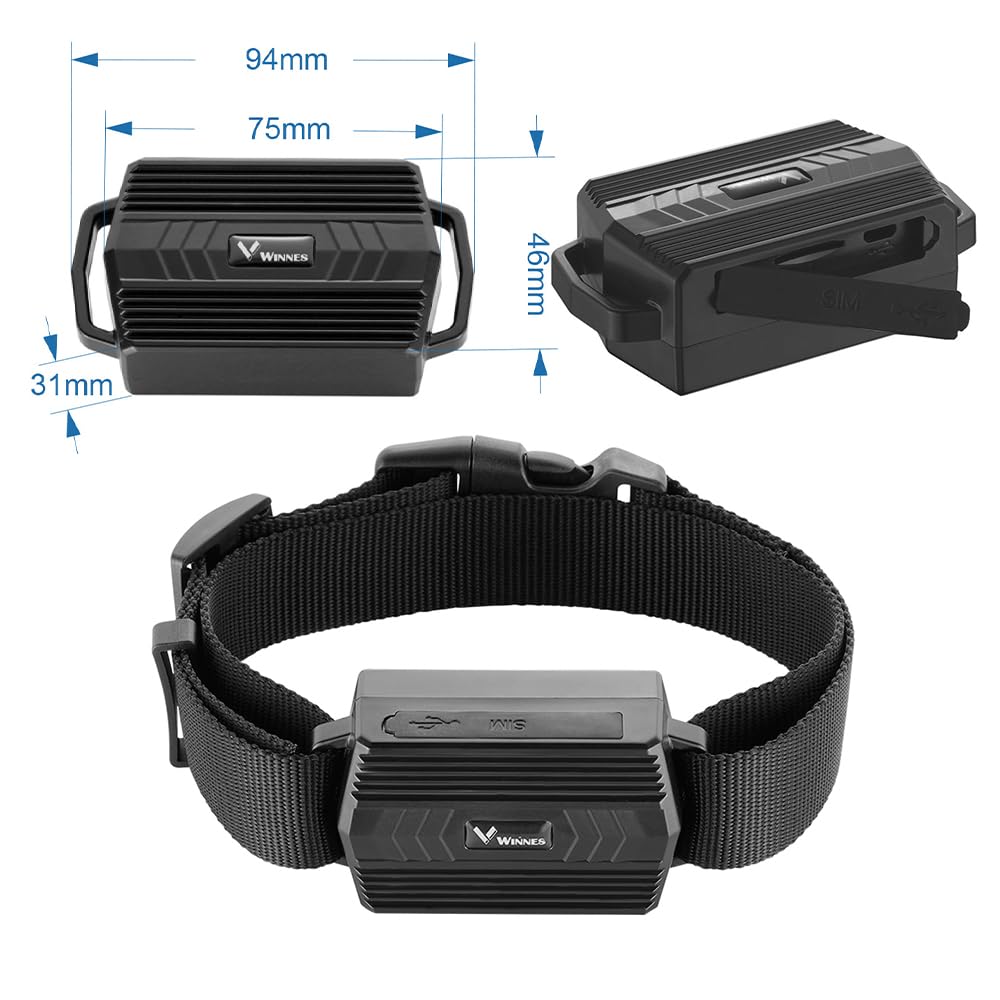 Winnes 4G Rastreador GPS para Perros, Caza Caballos Vacas Ovejas 3000mAH Batería Localizador GPS para Animales Grandes Resistente al Agua IP66 Seguimiento en Tiempo Real, Alerta de Geocerca TK935