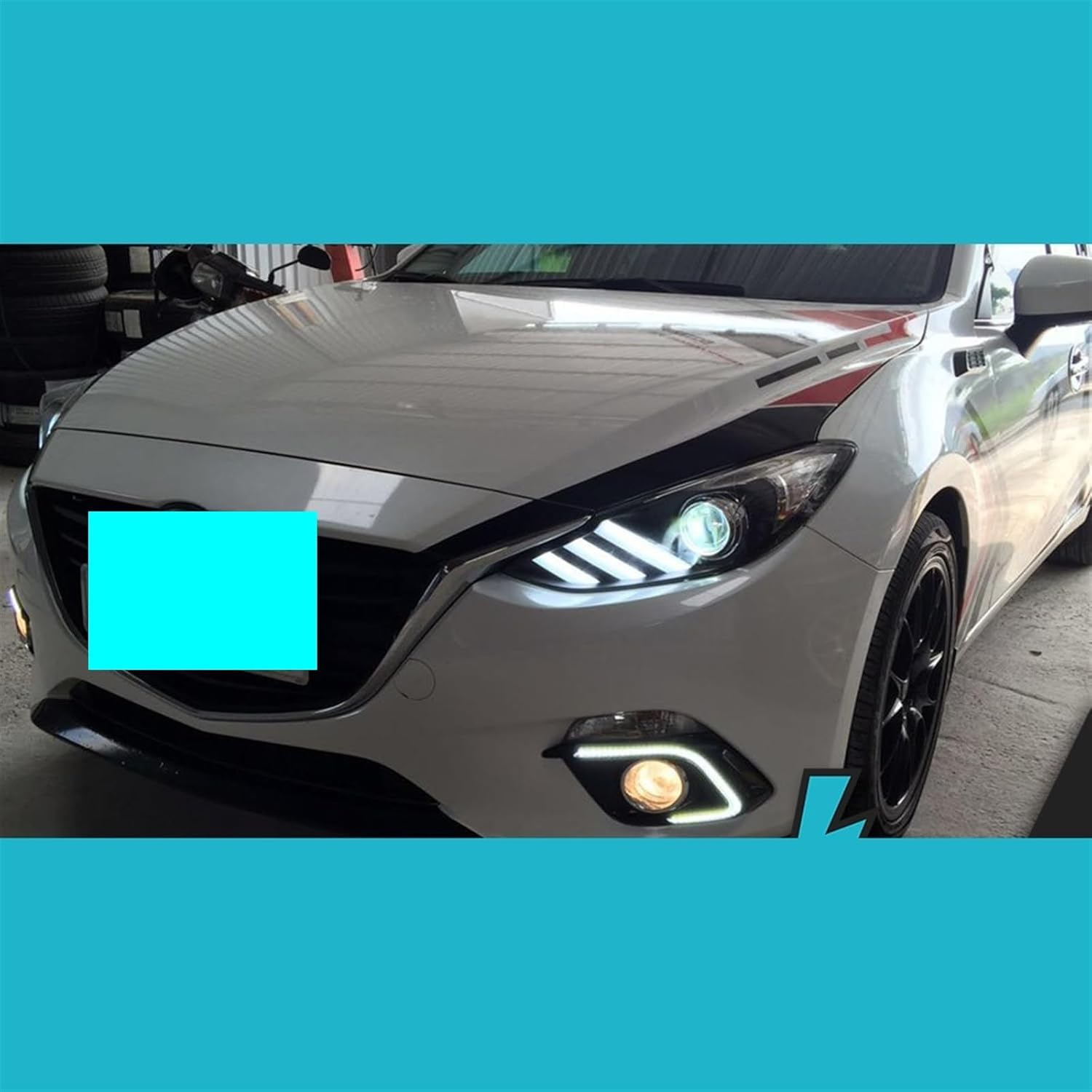 Cars Styling Headlight Compatible With Mazda 3 Mazda3 Axela 2014-2016 Headlights LED Running Lights Bi-Xenon Beam Fog Lights Angel Eyes(Headlight No Bulb)