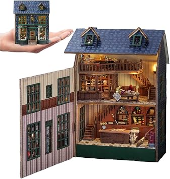 DIY Miniature Doll House Kit with Furniture and LED Light 3D Wooden Dollhouse Kits, 1100 Scale Creative Mini Room Idea for Teens Adults Birthday Gift