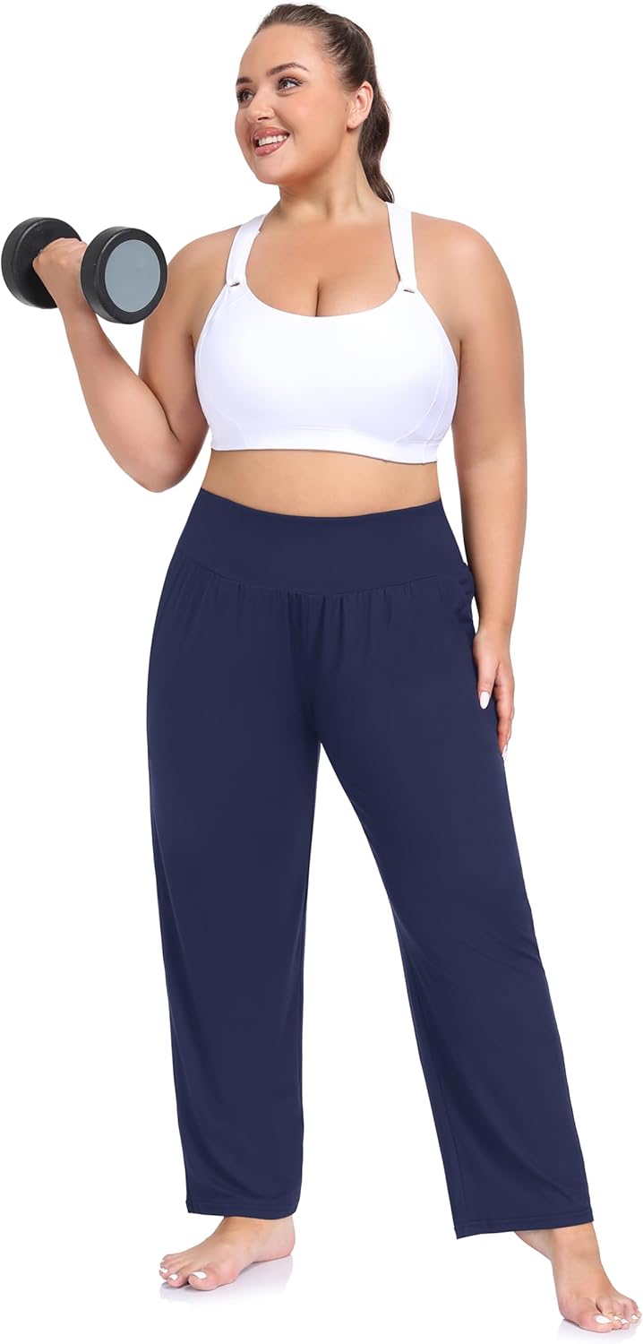 ZERDOCEAN Women's Plus Size High Waist Yoga Pants Casual Comfy Relaxed Loose Lounge Pants with Pockets - Image 6