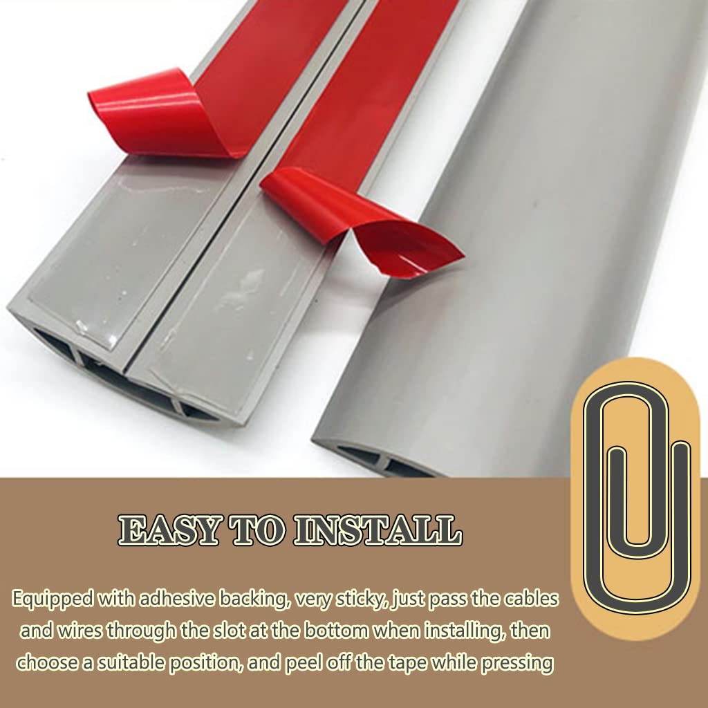 Passe Câble Sol Extérieur PVC Souple 2M - Cache Câble Antidérapant Dark Red - Protection Fils