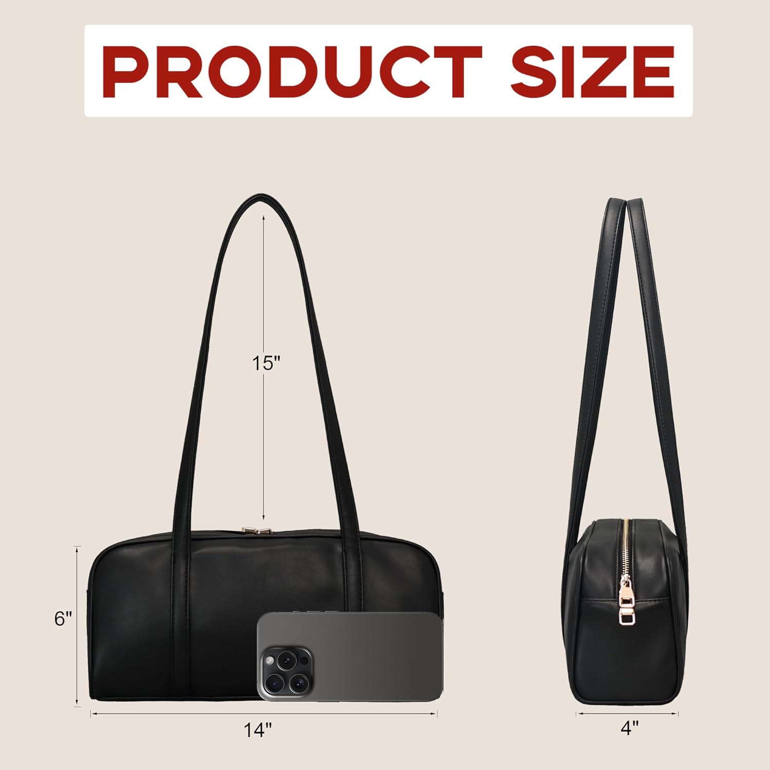 Swing Zip Shoulder Bag for Women Vegan Leather Shoulder Handbag Top-Handle Hobo Bags Trendy Purse - Image 4