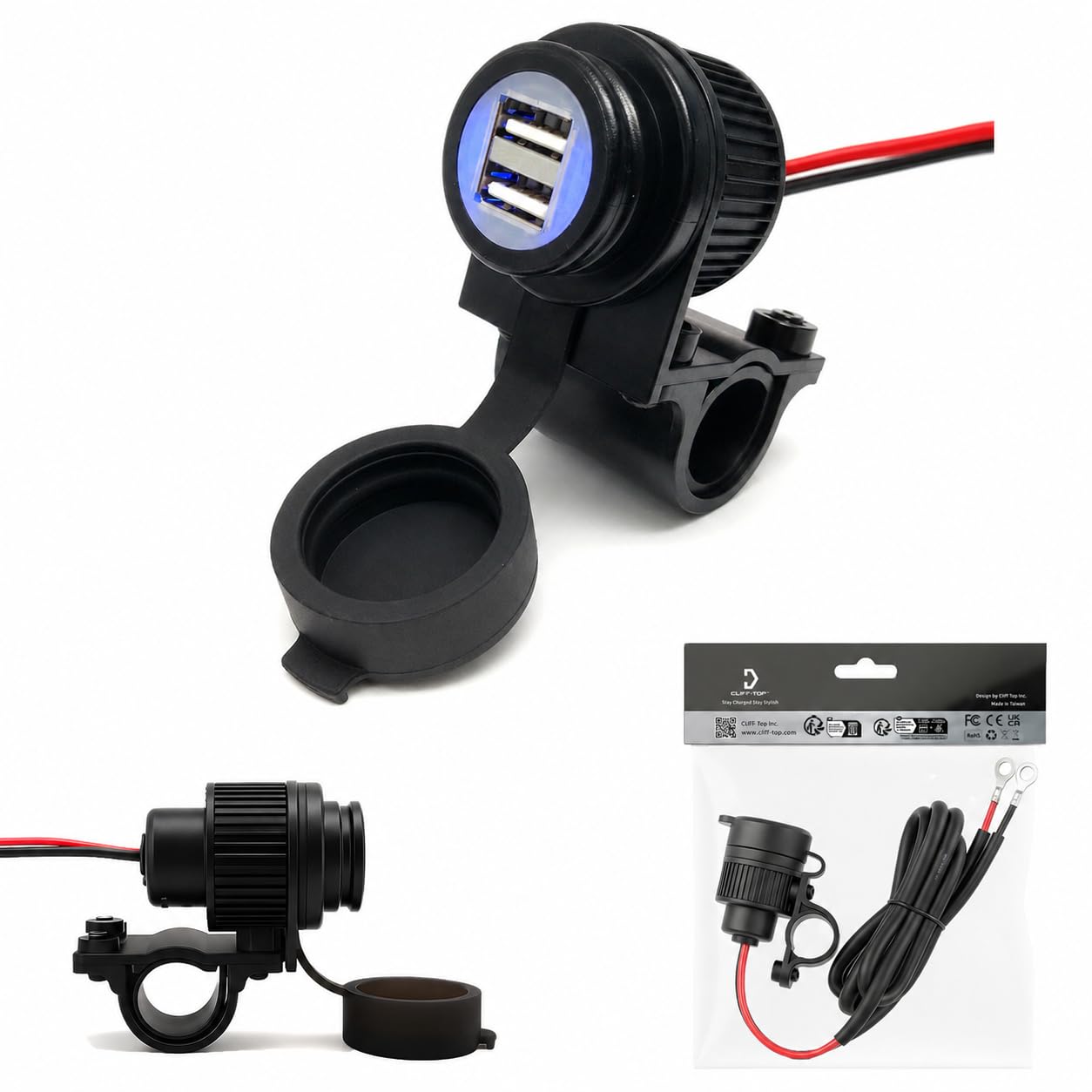 Cliff Top 3.3 Caricabatterie USB per Manubrio Moto GPS Navigatore Smartphone