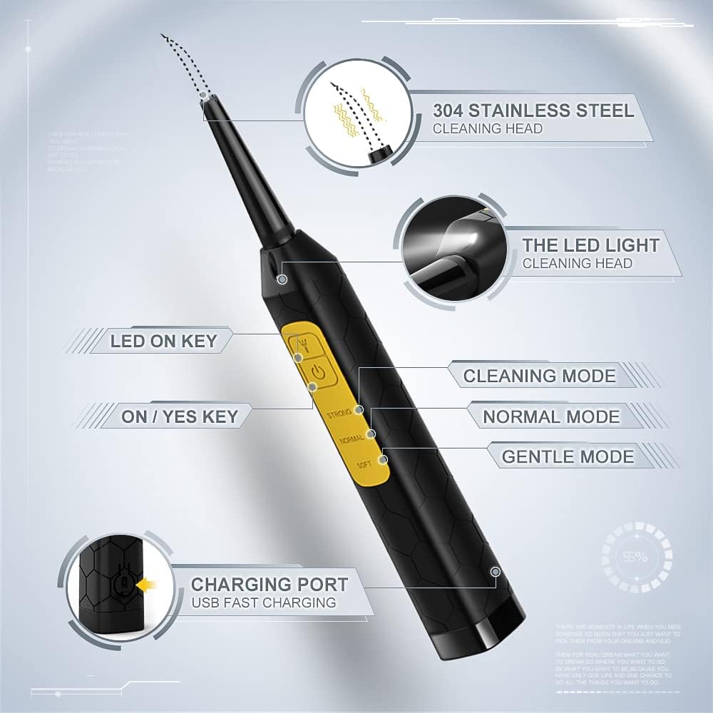 Teeth Cleaning kit ，Plaque Removal Tool with 3 Working Modes ，Tartar