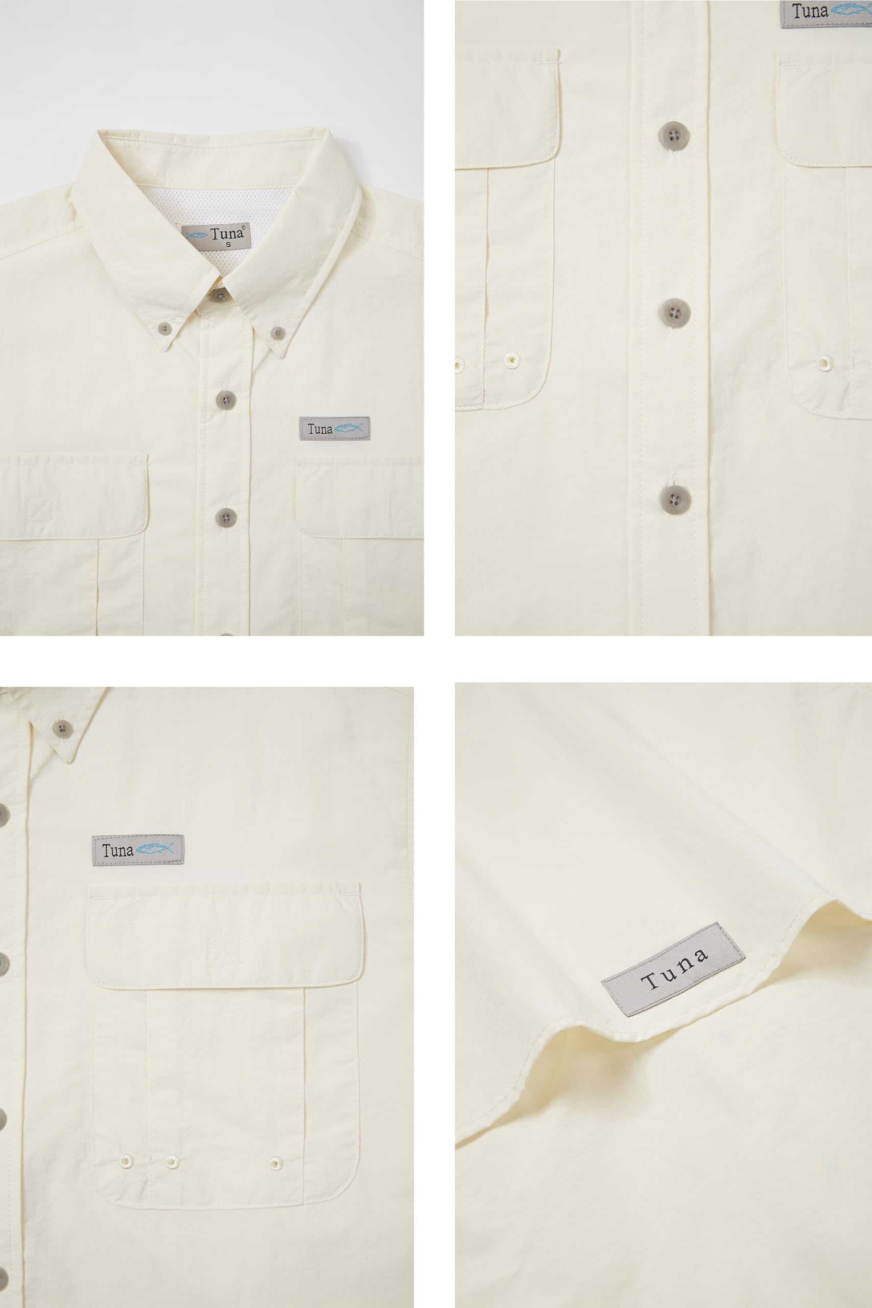 Tuna Camisas de pesca para hombre con protección solar UV UPF 50+ transpirable de secado rápido SPF senderismo camisa de manga corta