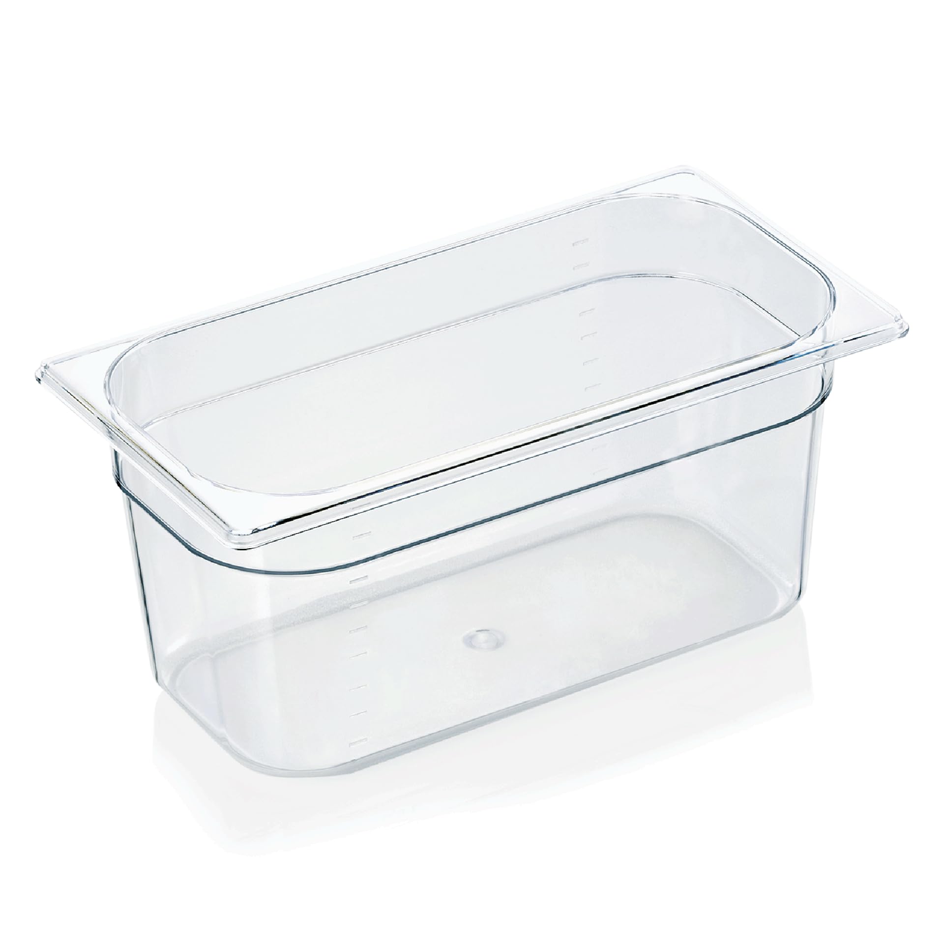 WAS 9413 150 Série 94 Bac à gastronorm en polycarbonate avec bord empilable, transparent, 5,5 l, 1/3 GN, 150 mm de hauteur