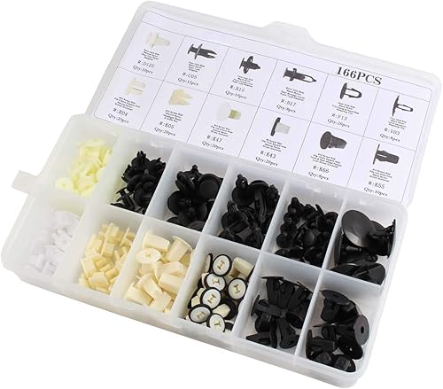 Miniatura 4 de MOTOALL 166 piezas de nailon para parachoques delantero y trasero, panel de moldura de puerta, protector de capó, remache retenedor de empuje para