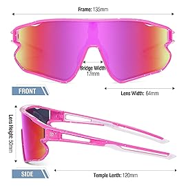 DUCO Kids Sunglasses Youth Baseball Sun Glasses Lightweight TR90 Frame UV400 Sports Cycling Shades for Boys Girls DK268 (Pink Frame White Blue Dot White Temple Revo Colorful Lens)