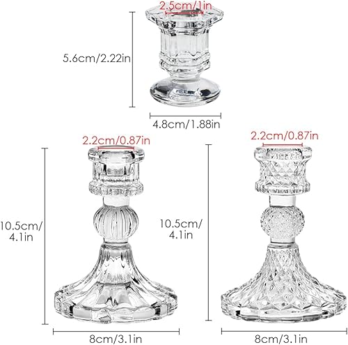 Miniatura 5 de Juego de 6 portavelas de cristal, candelabros cónicos para bodas, festivales, Navidad, fiestas, decoración de San Valentín, centros de mesa