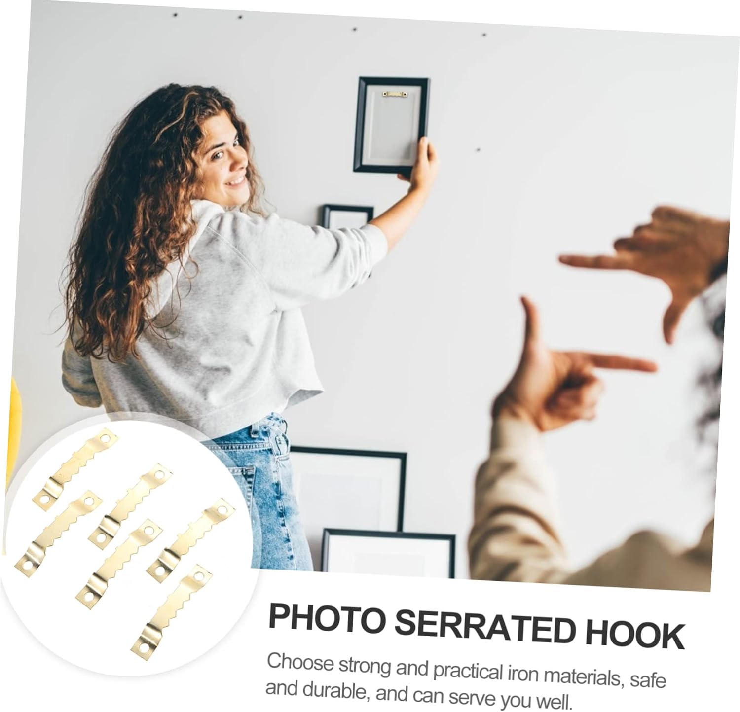 Alipis 1000pcs Photo Serrated Hooks for Wall Hanging Picture Frame Hardware Rustproof Art Gallery Mounting Hooks for Organization