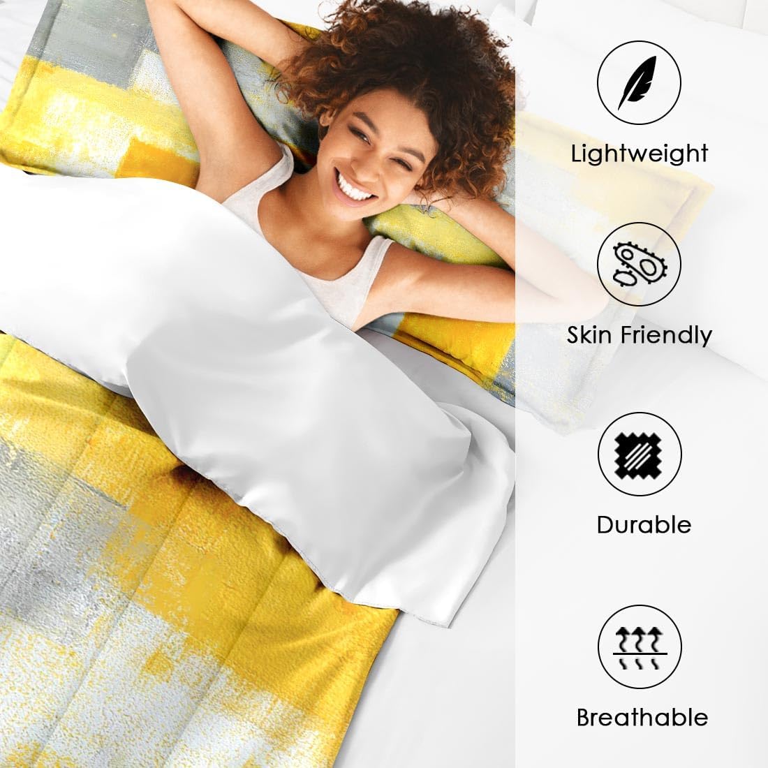 Grey Yellow Painting Gray Yellow Comforter Set King Size, Office Contemporary Abstract Soft Bedding Set for Girls Teens Kids Boys Adults Bedroom Bed Decor,1 Quilt 2 Pillow Cases