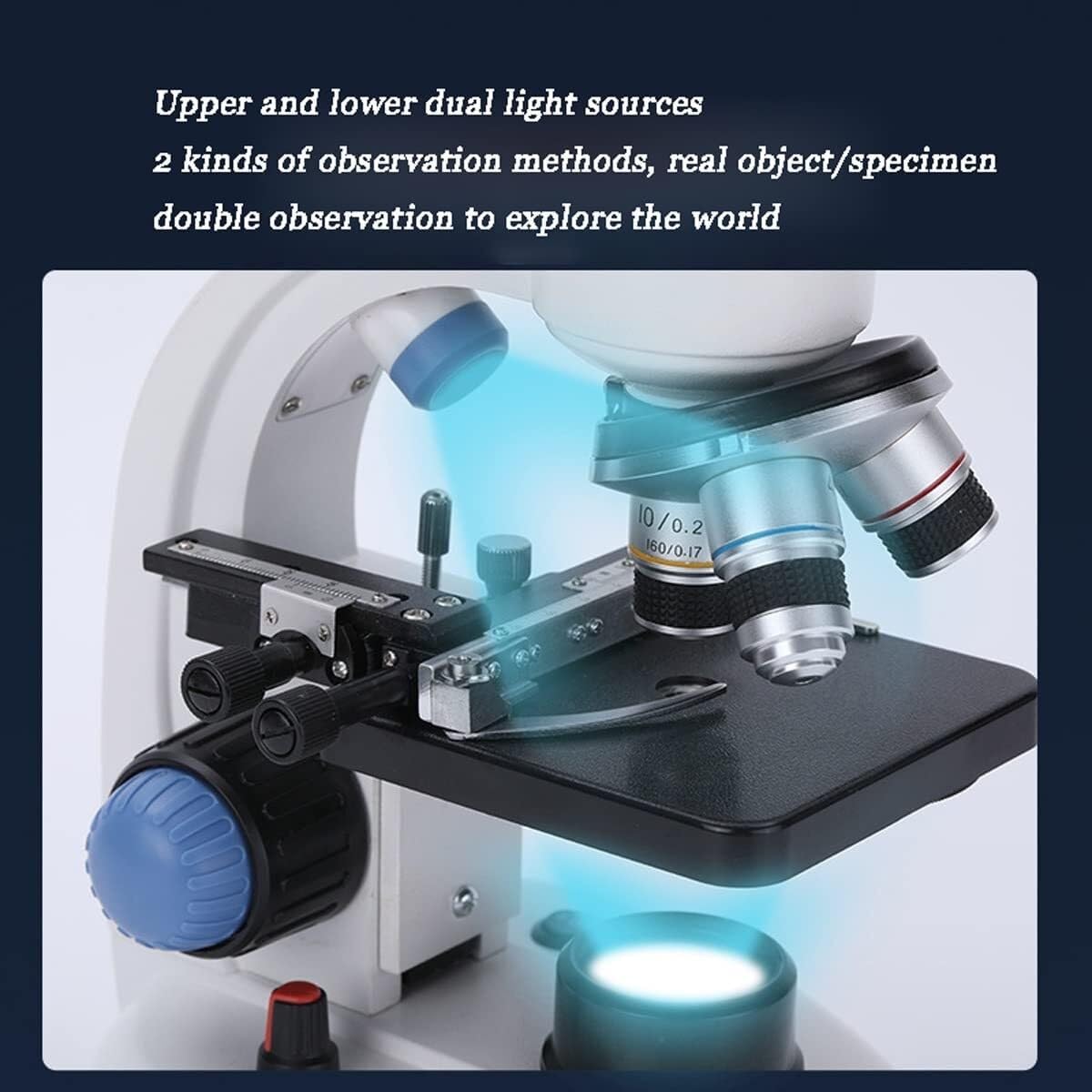 Binocular Compound Microscope, Professional HD Lab Microscope with WF 10X Eyepiece, Dual LED Illumination, Metal Body