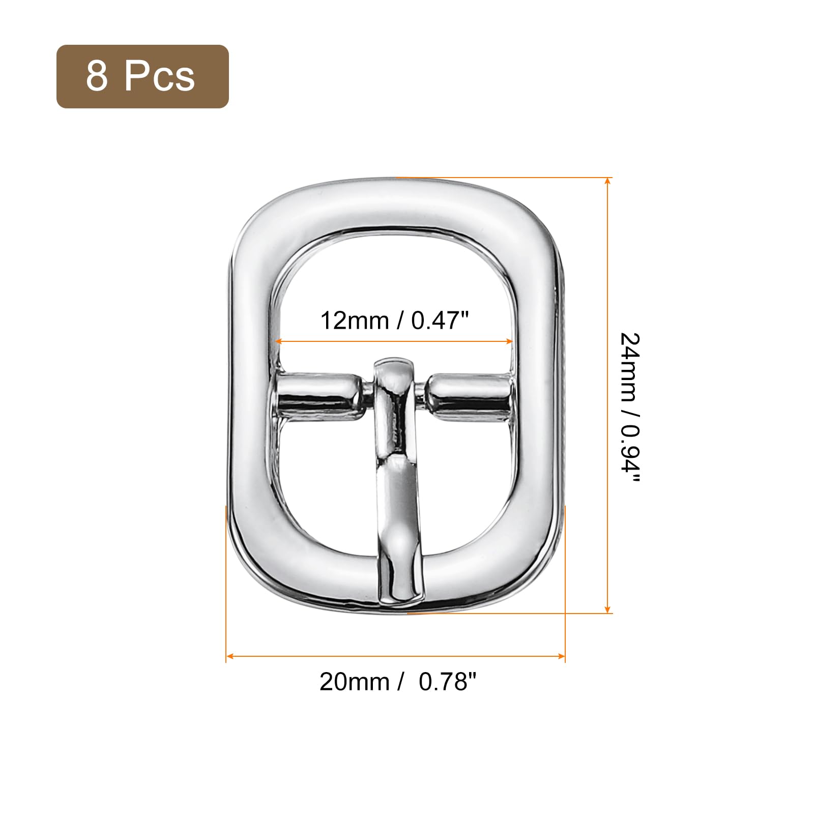 Uxcell 8Pcs 0.47" Metal Roller Buckle, Single Prong Belt Buckle Oval Center Bar Buckles for Leather Craft Accessories Silver - Image 2
