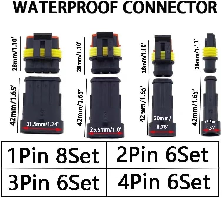 352pcs HID Waterproof Connector 1/2/3/4 Pins 26 Sets Car Automotive Electrical Wire Connectors Truck Harness VUQLDHAYZ