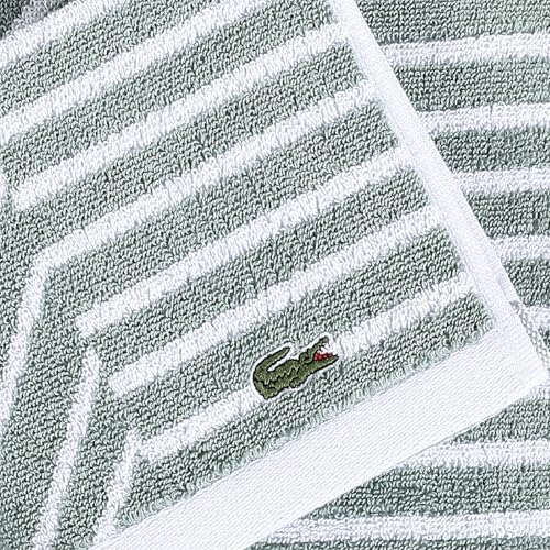 Lacoste Guethary Striped Towel – 100% Cotton, Reversible Modern Geometric Design, Soft & Absorbent, Durable & Lightweight, Machine Washable – Aloe, 30"x54" Bath Towel - Thumbnail 3