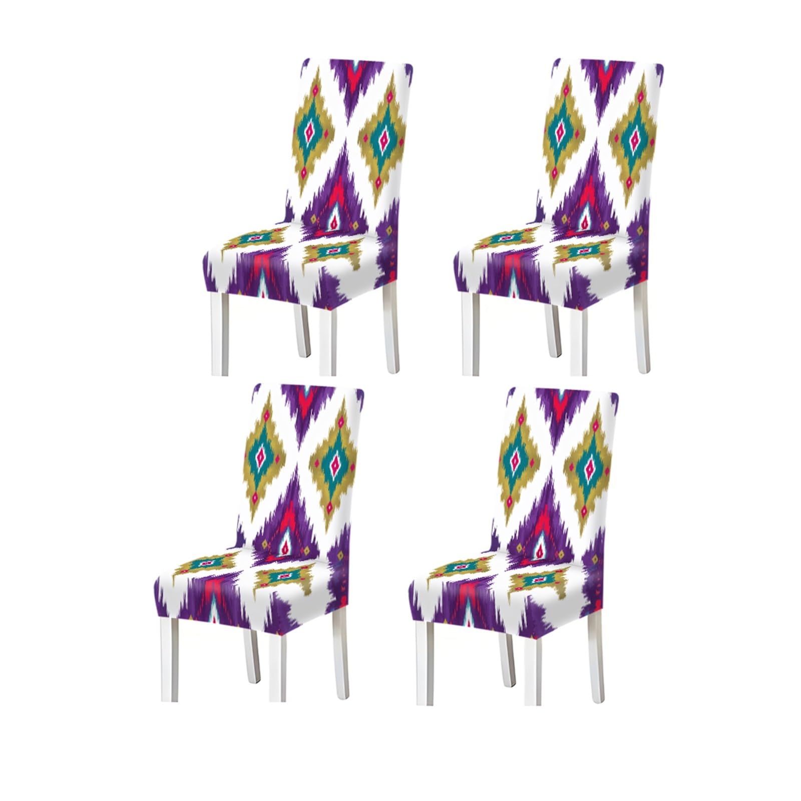 FZJKGH Bohemian Ikat Geometric Print Dining Chair Covers, Stretch Slipcovers For Kitchen Dining Room Ethnic Decor, 2/4/6PCS Removable Stretch Slipcovers for Dining Chairs(4PCSChair cover)