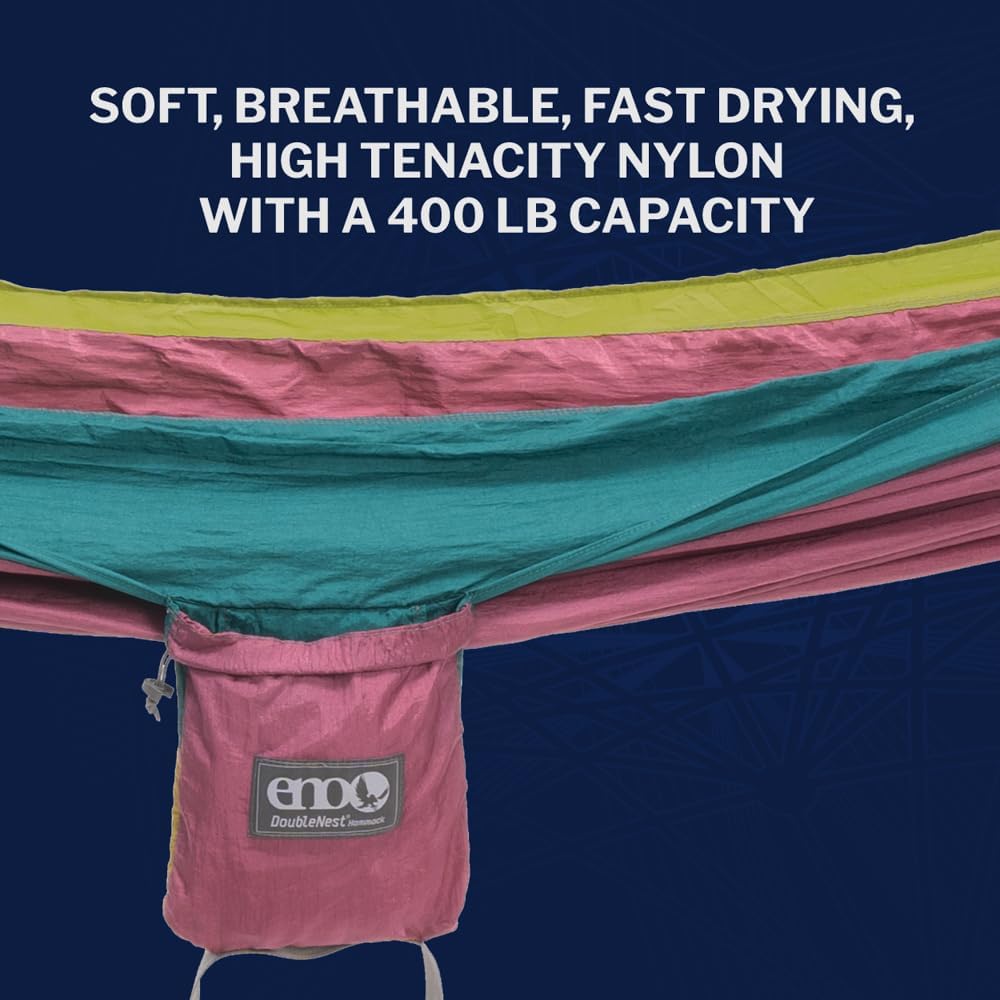 ENO, Eagles Nest Outfitters DoubleNest Lightweight Camping Hammock, 1 to 2 Person, Special Edition Colors, ATC