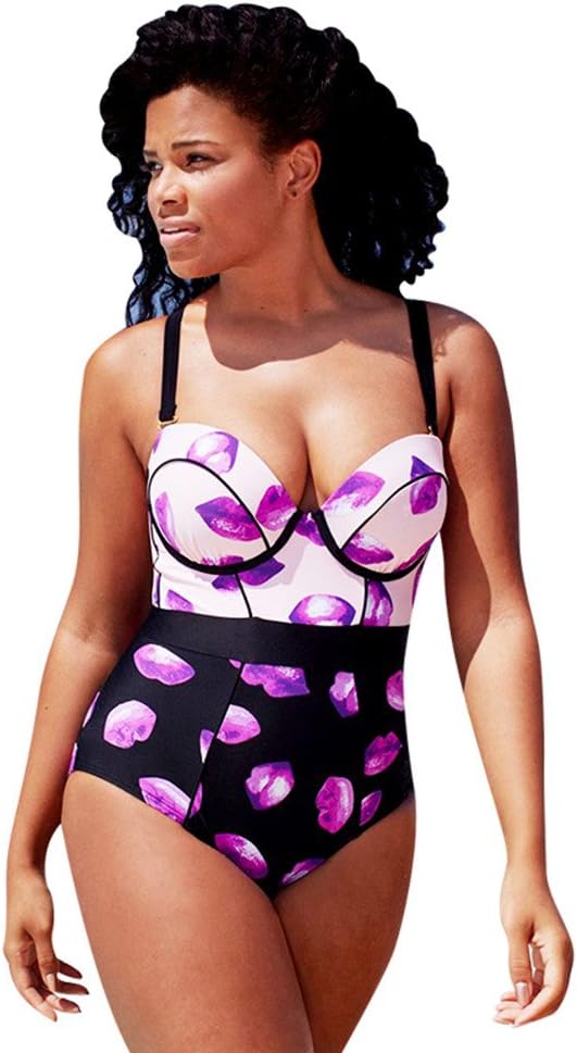 Womens Plus Size Swimsuits One Piece Swimwear Floral Print, Size XXXL