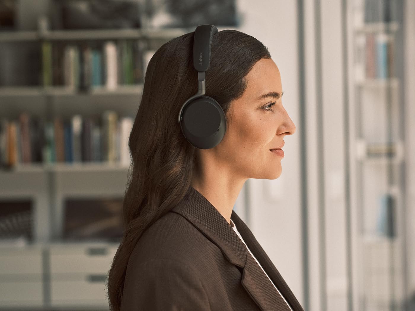 Jabra Evolve3 75 Bezprzewodowy Zestaw Słuchawkowy Bluetooth On-Ear, Czarny | Z mikrofon, USB-C, AI Połączenia, Zaawansowana ANC, 22h Bateria, do Online Meeting Apps