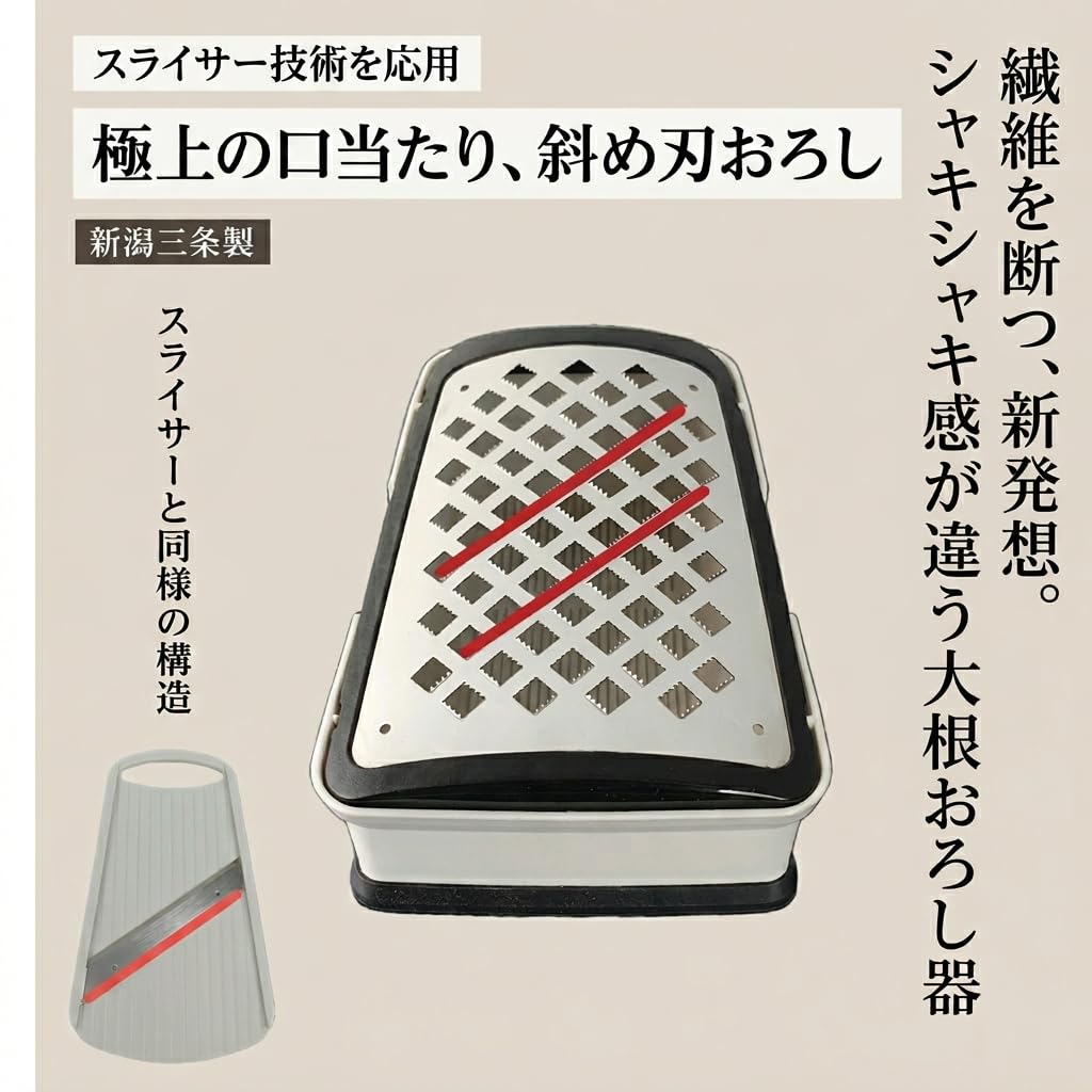 Amazon｜プロおろしV(水切り付) 日本製 おろし金 おろし器 受皿付