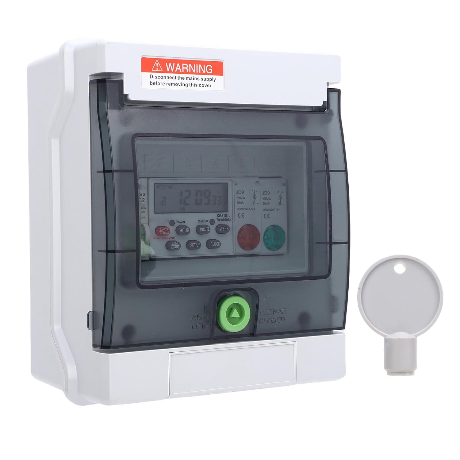 Hilitand Outdoor Water Proof Distribution Box, IP65 Dust Proof Electrical Timer Switch with Programmable Digital Time Control for Street Light Pump Billboard