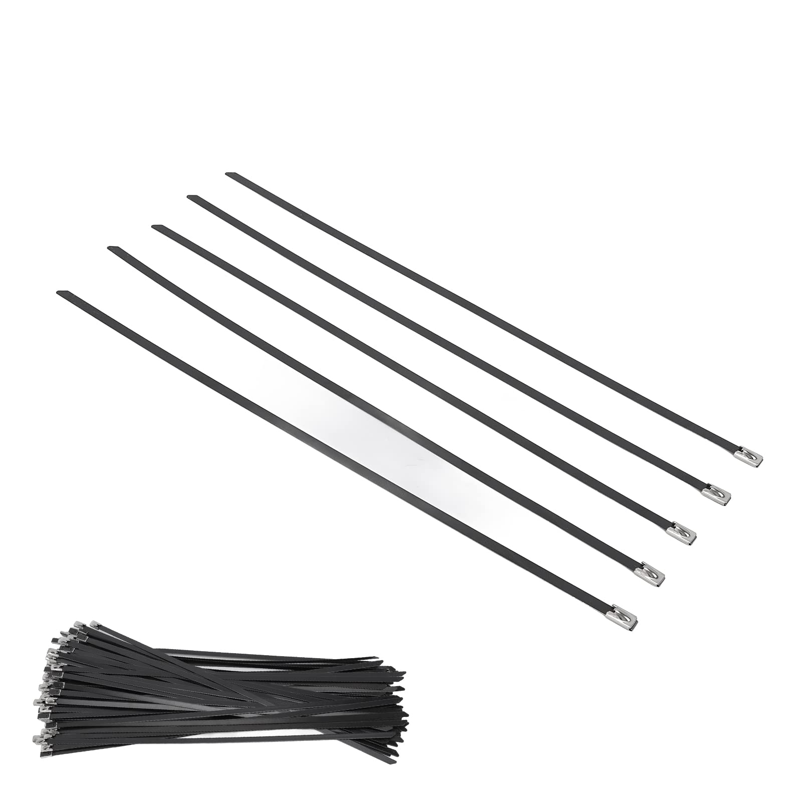 Bridas para cables de acero inoxidable de 30 x 0,5 cm autoblocantes color negro