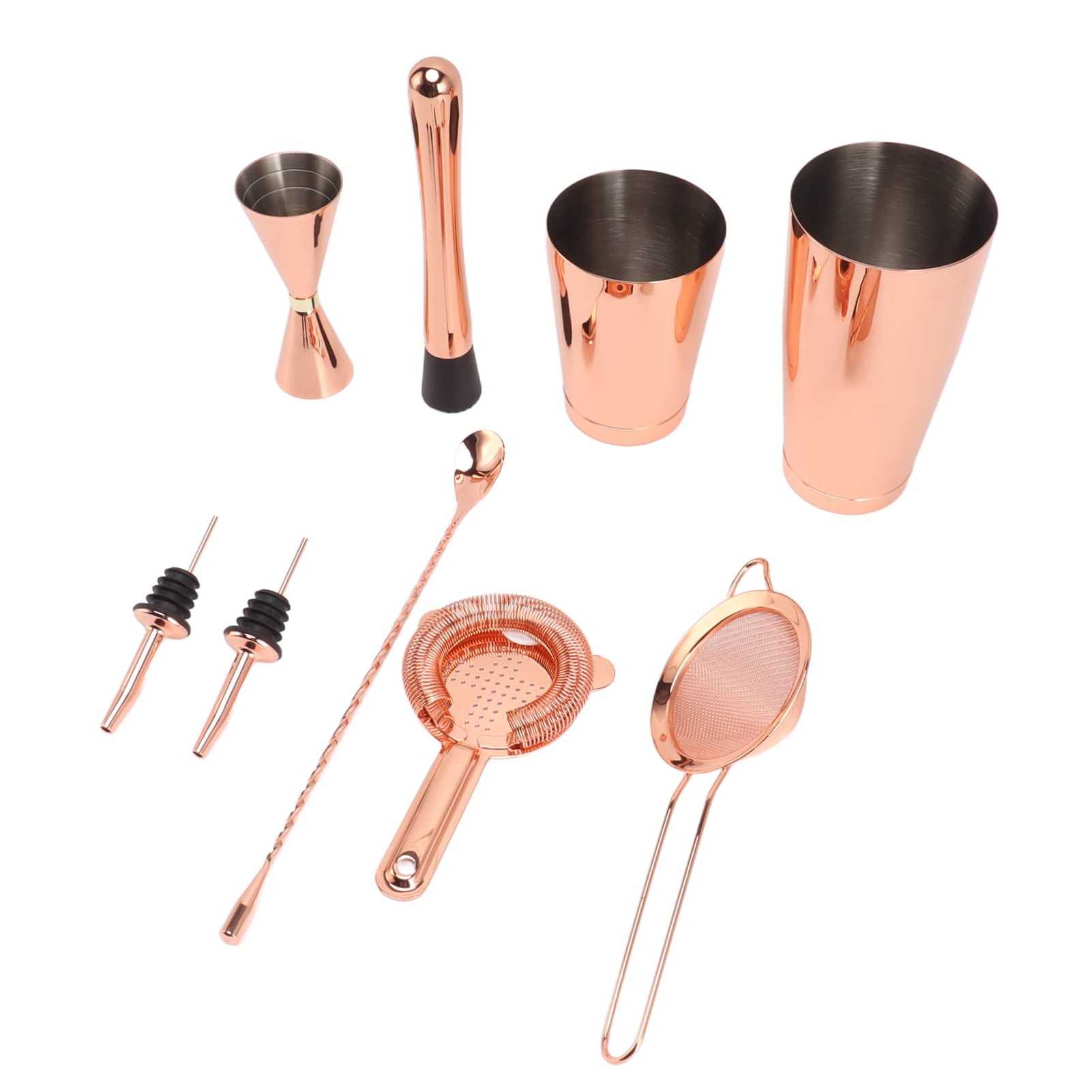 Kit de Barman de Acero Inoxidable con Efecto de conservación de Temperatura, 9 Piezas, para Hacer cócteles en Bares caseros (Un Estilo)
