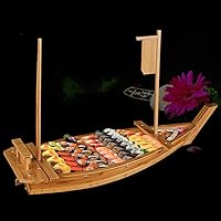 Vista 6 de Bandeja de madera para servir sushi, plato de sushi de 28 pulgadas para restaurante o hogar, bandeja de sushi de gran tamaño para servir platos