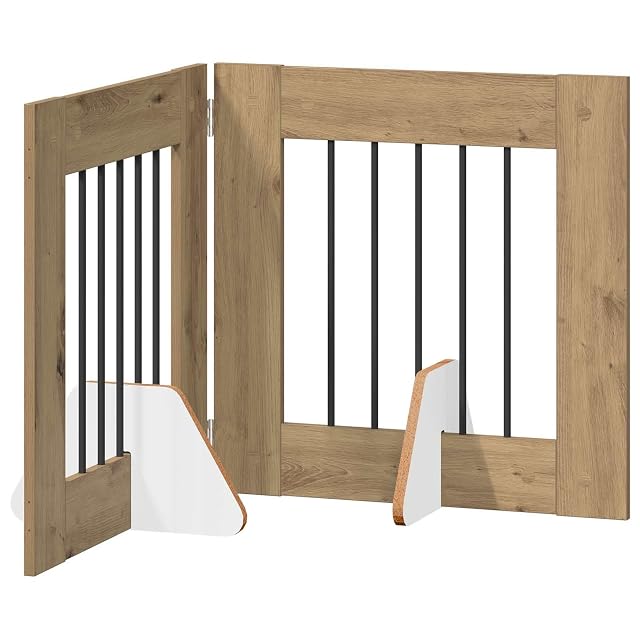vidaXL Puerta para Perros Plegable con Soportes 4 uds. Roble Artisan