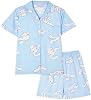 TradWloth Cute Women's Pajama Sets, Cartoon Print Sleepwear Short Sleeve Shirt and Casual Short - 2 Piece