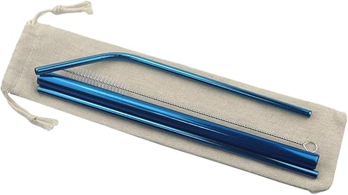 Miniatura 2 de Pajitas de metal de acero inoxidable de 8.5 pulgadas, reutilizables, juego de 3 popotes  Cepillo de limpieza de color ultra largo para 2030 onzas