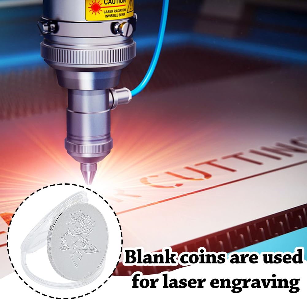 DICOSMETIC 30 monete vuote 40 mm argento incisione laser monete piatte rotonde in ferro goffrato con scatola di protezione bordi filettati monete metalliche per fai da te per la creazione di gioielli