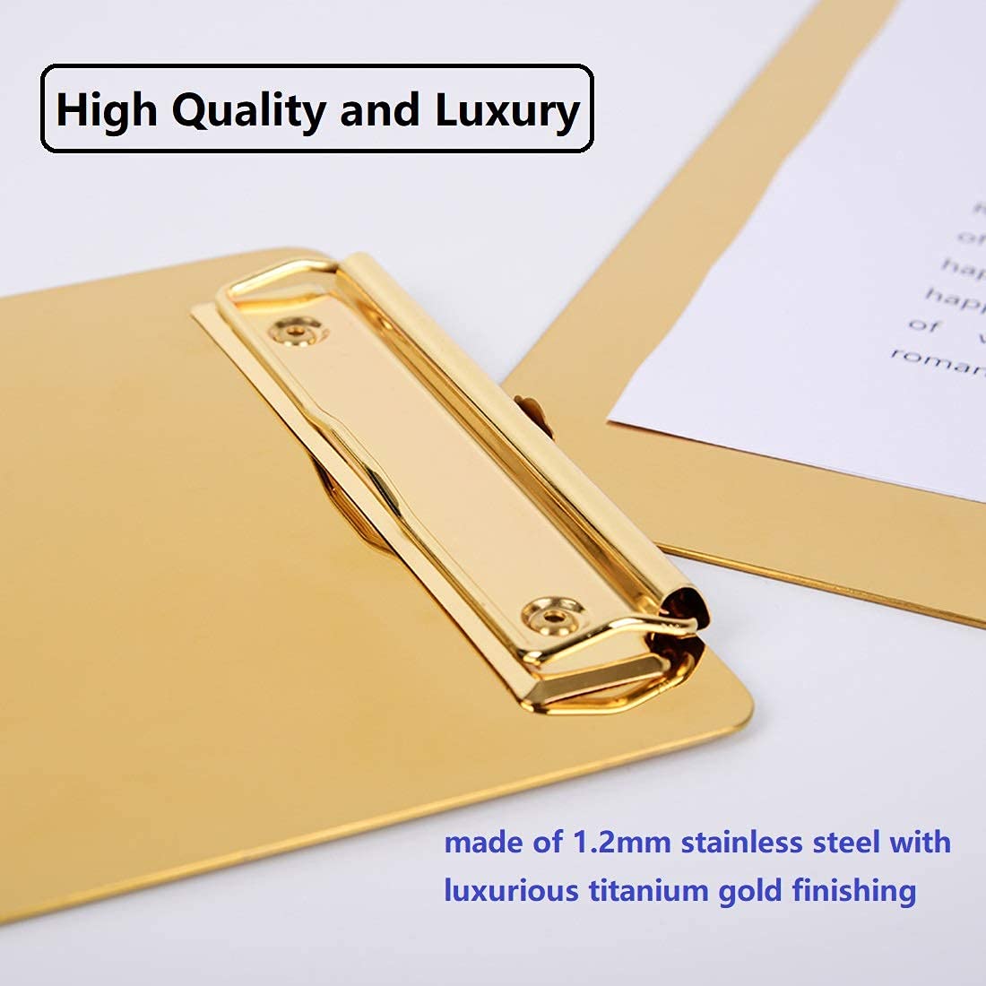 Lot de 4 presse-papiers de luxe en acier inoxydable plaqué or, format A4/A5/A6, porte-documents, menu, bloc-notes, cadeaux pour le personnel et étudiant