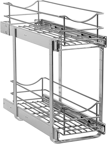 Knape & Vogt Simply Put - Cestas de metal extraíbles de 2 niveles de 8 pulgadas de ancho x 19.2 pulgadas de alto