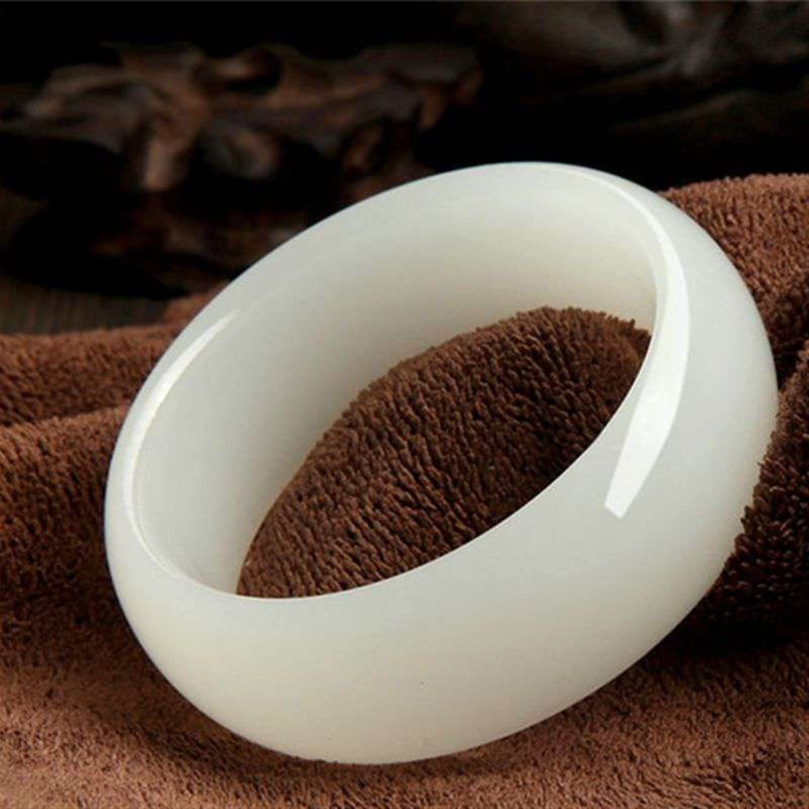 Mano blanca natural tallada a mano 70 mm grande ampliamente ampliada y engrosada pulsera de jade brazalete de brazalete de la pulsera de la moda y la gran pulsera de las mujeres ( Gem Color : Green )