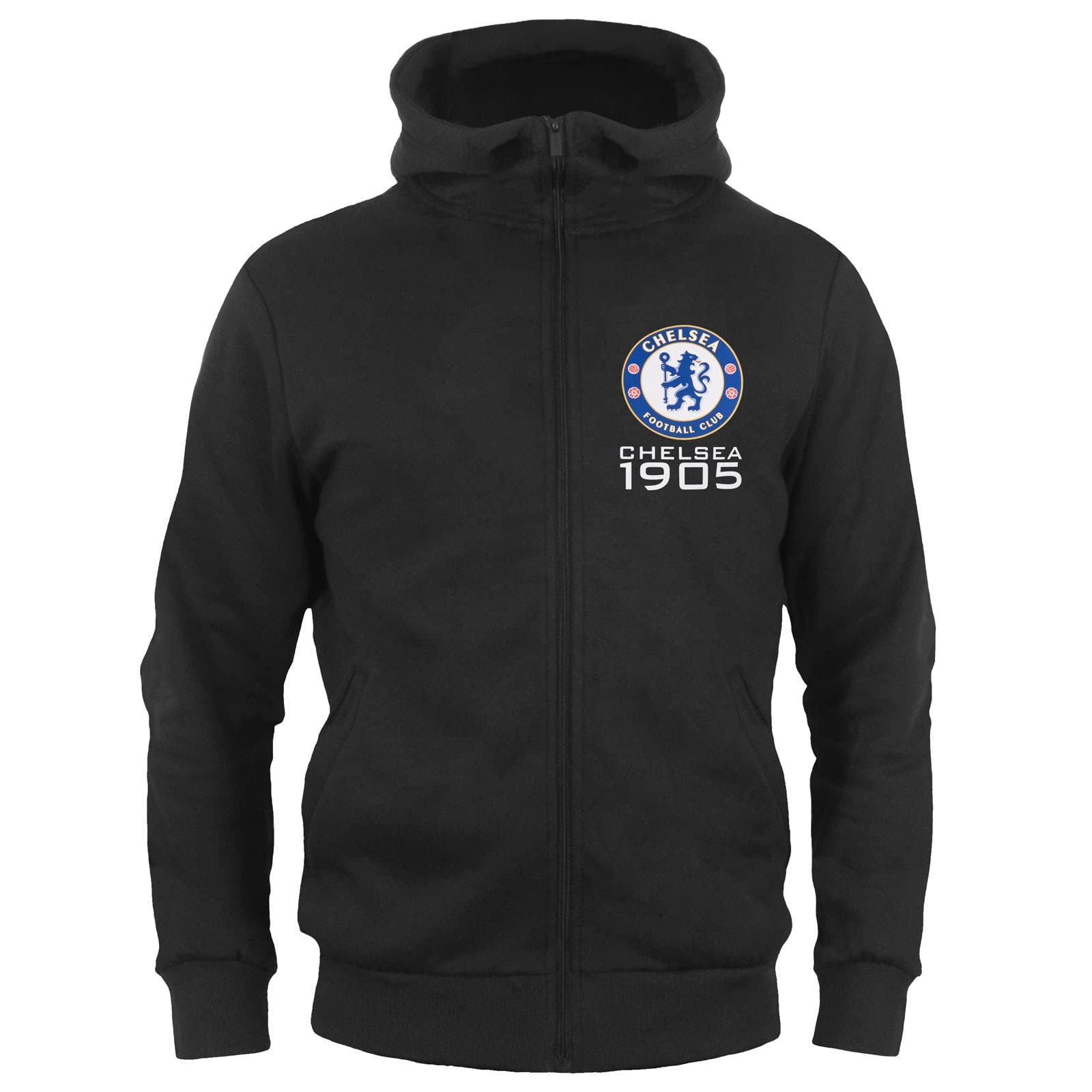Chelsea FC Kids Zip Hoodie - Black Polyester/Cotton - 8-9 Years
