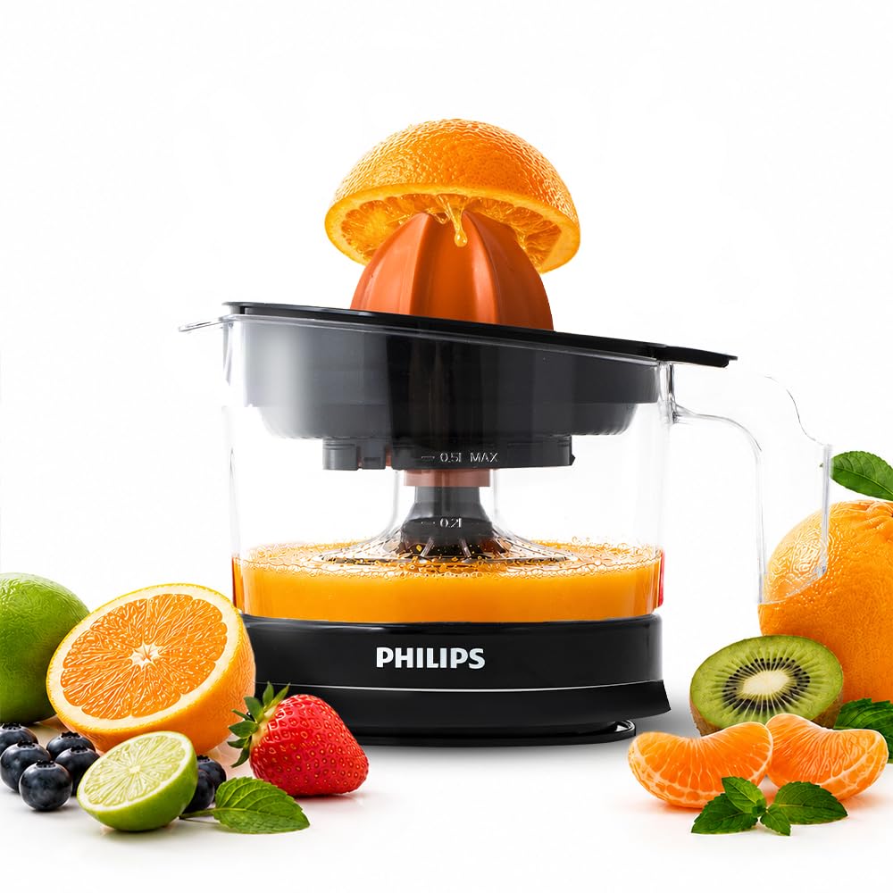 Philips Citrus Press Juicer HR2777/00, 0.5 Litre, 2 Sized Cones for different size fruit-image-31