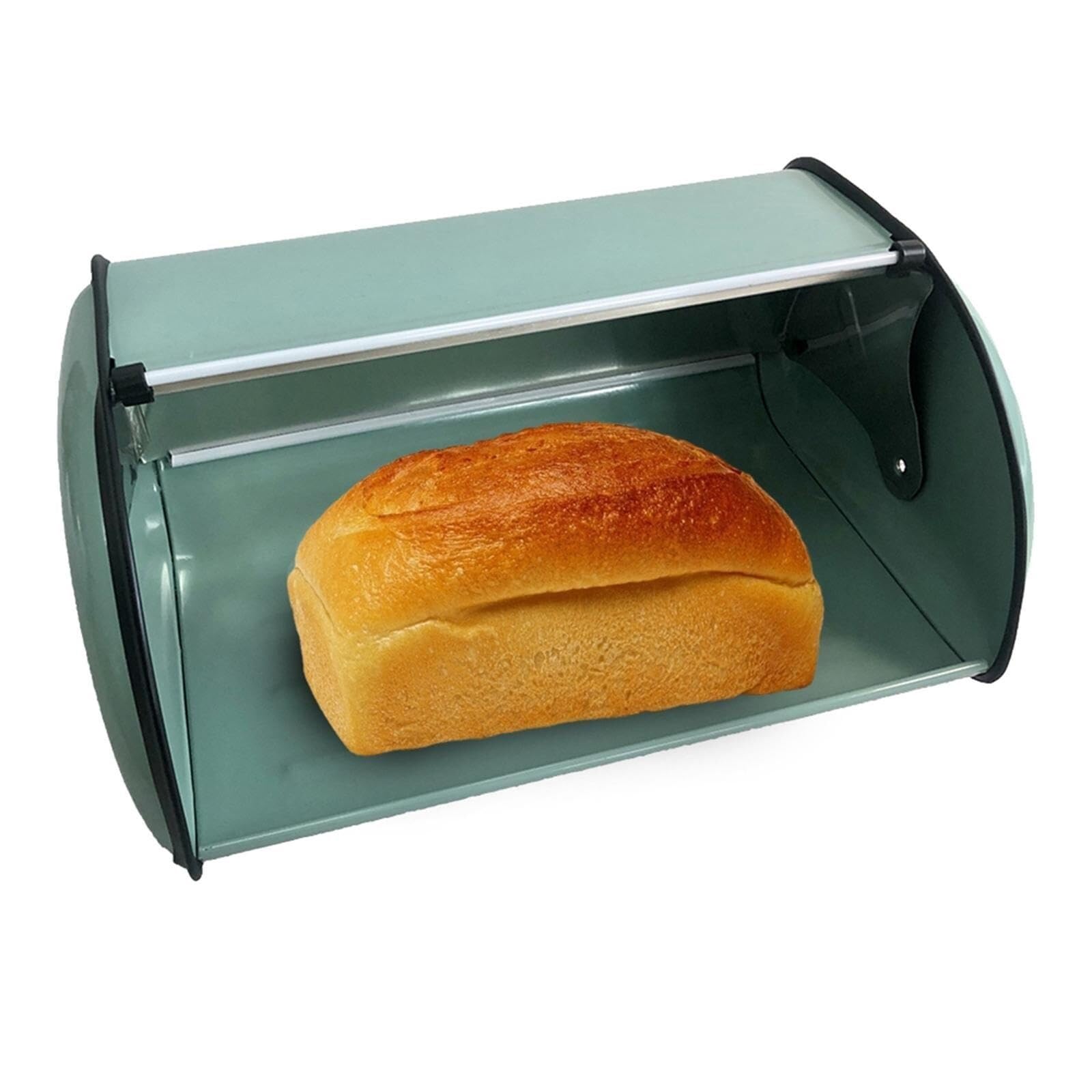 Chlebak na Pieczywo - Chlebak Kuchenny Metalowy Pojemnik Na Chleb Roll Top Rustykalny Uchwyt Do Przechowywania Chleba Kuchni Blacie Bułeczki(Grün)