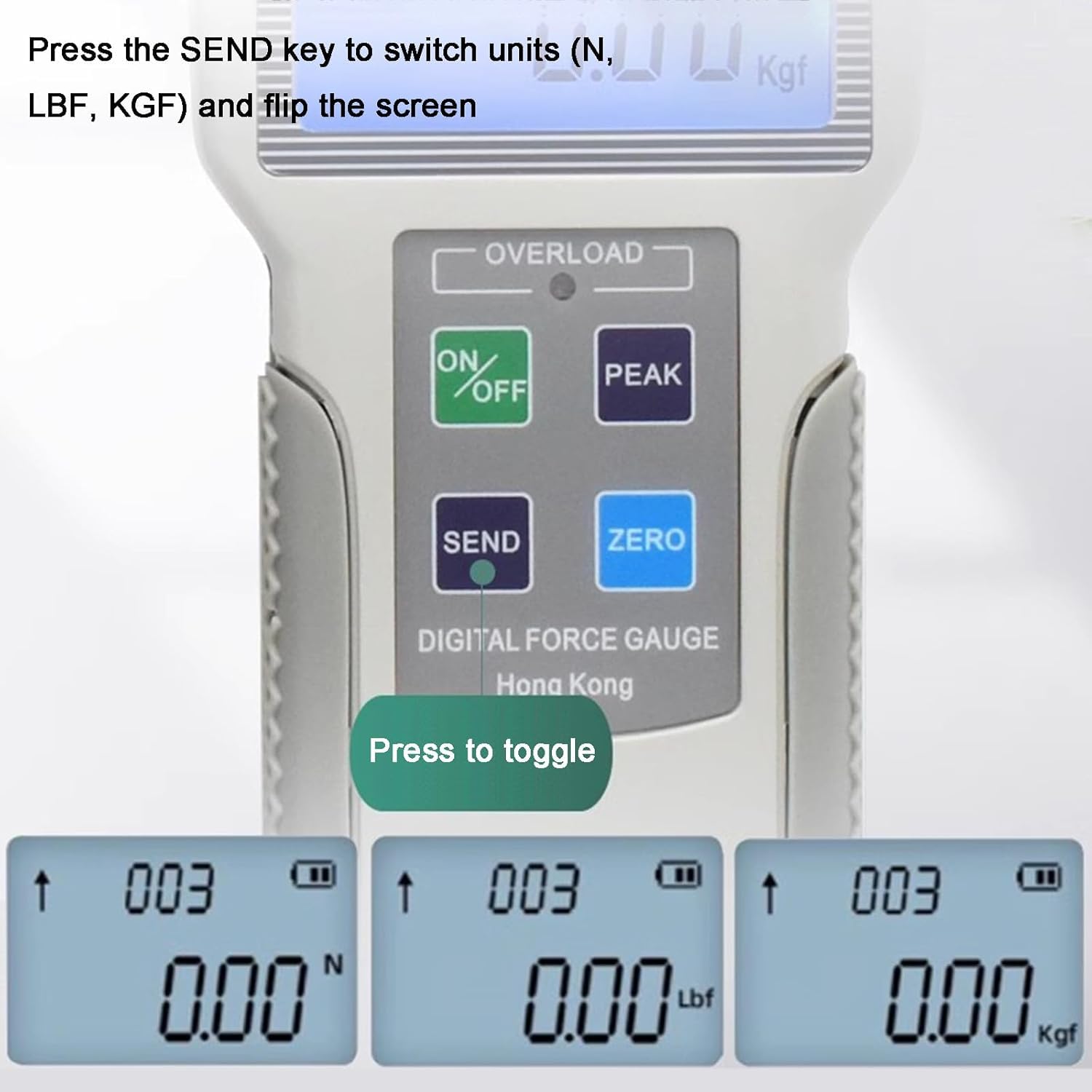 Dinamometro digitale 500N con banco di prova push-pull manuale - Corsa 75 mm for prove di forza di carico di trazione e compressione