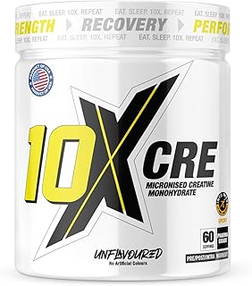 10X Athletic Micronised Creatine Powder, 100% Pure Creatine Monohydrate Powder for Performance and Muscle Power, Unflavoured Shake, 60 Servings, 300 g