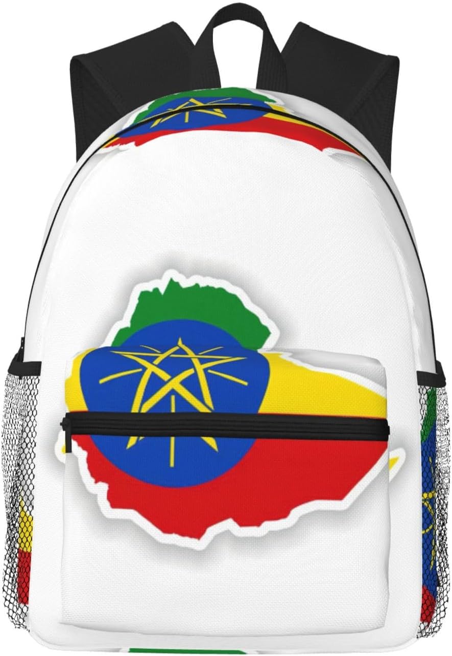 Ethiopia Flag Map Backpack Large Sports Bag, Best for Basketball, Soccer, Volleyball, Swim, Gym, Travel